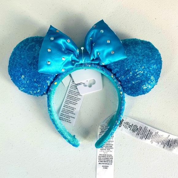 Minnie Mouse Aqua Ombré Blue Sequin Ears - Picture 1 of 4